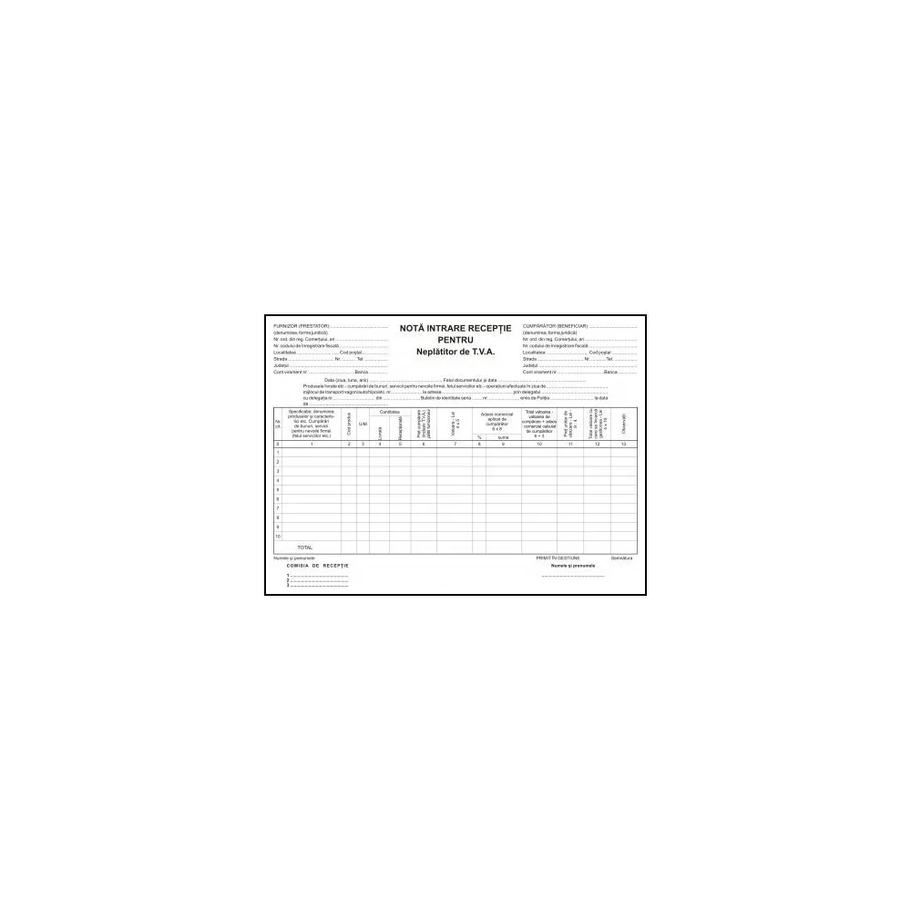 Nir neplatitor tva  carnet 100 file  3 bucati/set  - 1