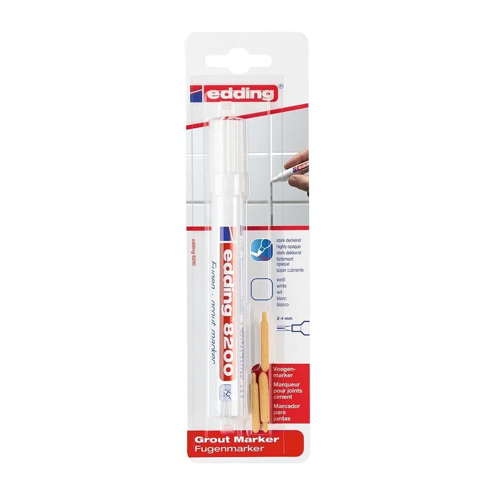 Marker edding 8200 pentru rosturi varf rotund 2-4 mm alb blister Edding - 1