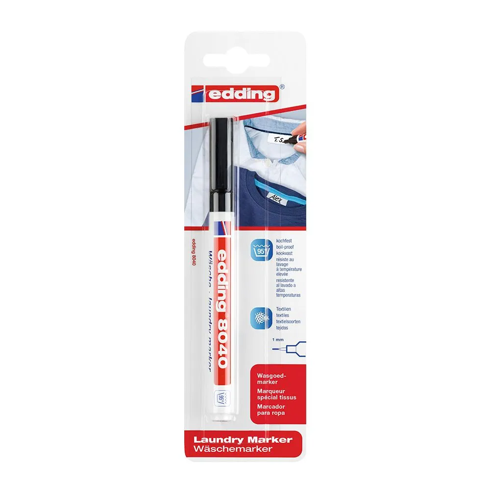 Marker edding 8040 pentru etichetele textile varf rotund 1 mm negru blister Edding - 1