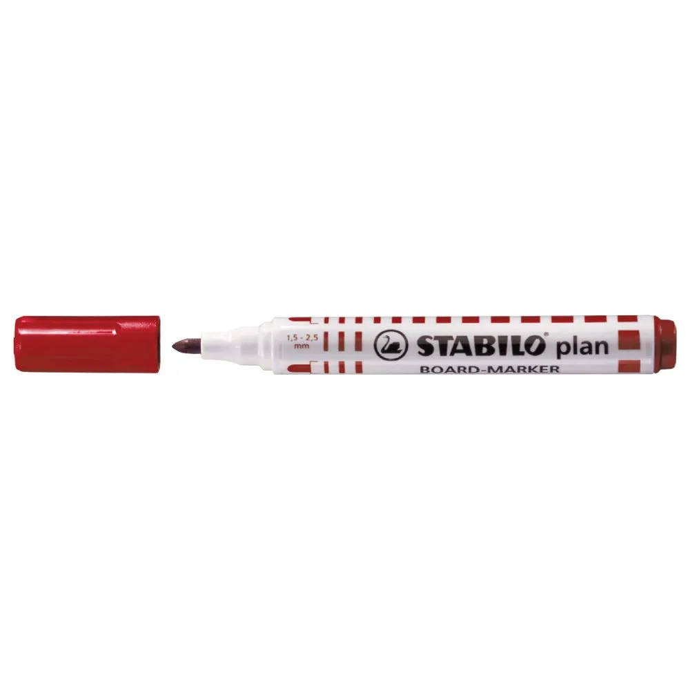 Marker pentru tabla stabilo plan 64 varf rotund 2.5-3.5mm rosu Stabilo - 1