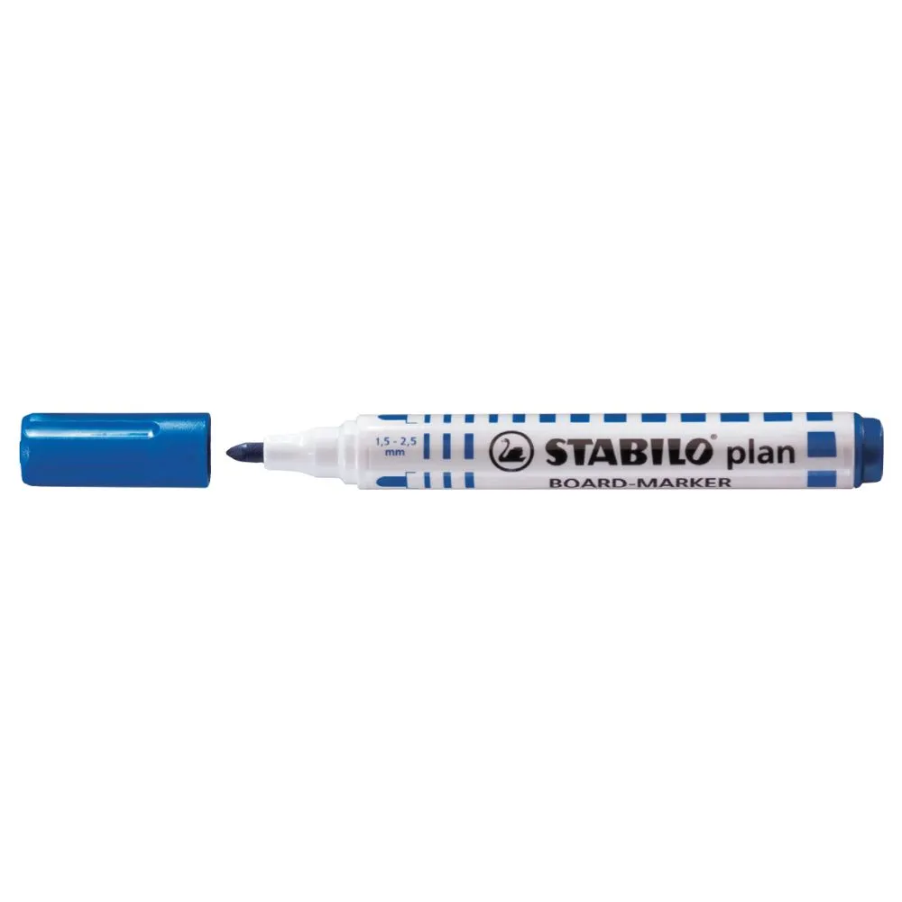 Marker pentru tabla stabilo plan 64 varf rotund 2.5-3.5mm albastru Stabilo - 1