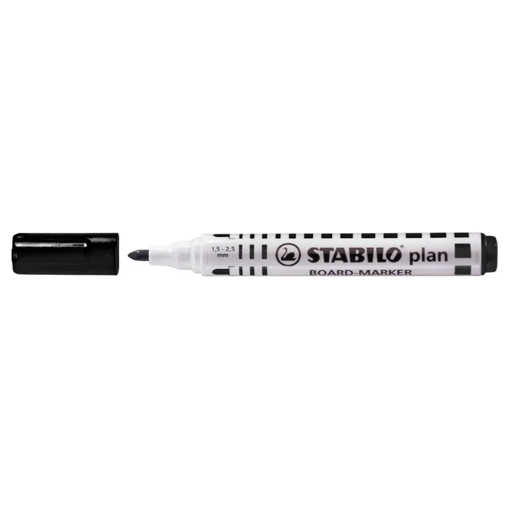 Marker pentru tabla stabilo plan 64 varf rotund 2.5-3.5mm negru Stabilo - 1