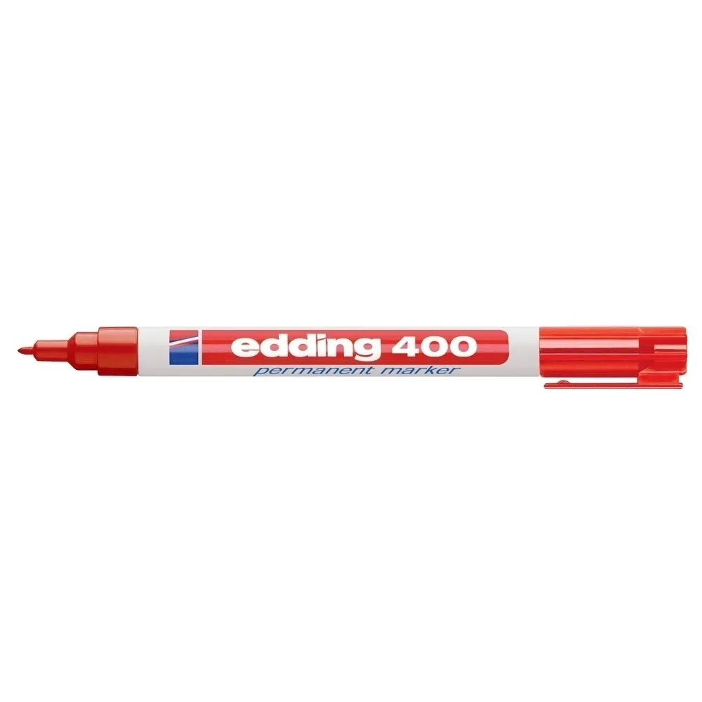 Marker permanent edding 400 corp plastic varf rotund 1 mm rosu Edding - 1