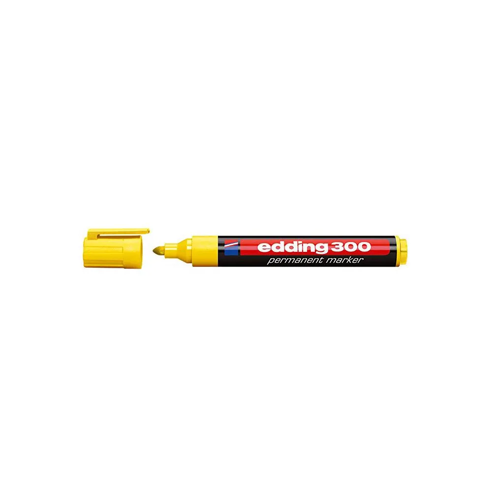Marker permanent edding 300 corp plastic varf rotund 1.5-3 mm galben Edding - 1