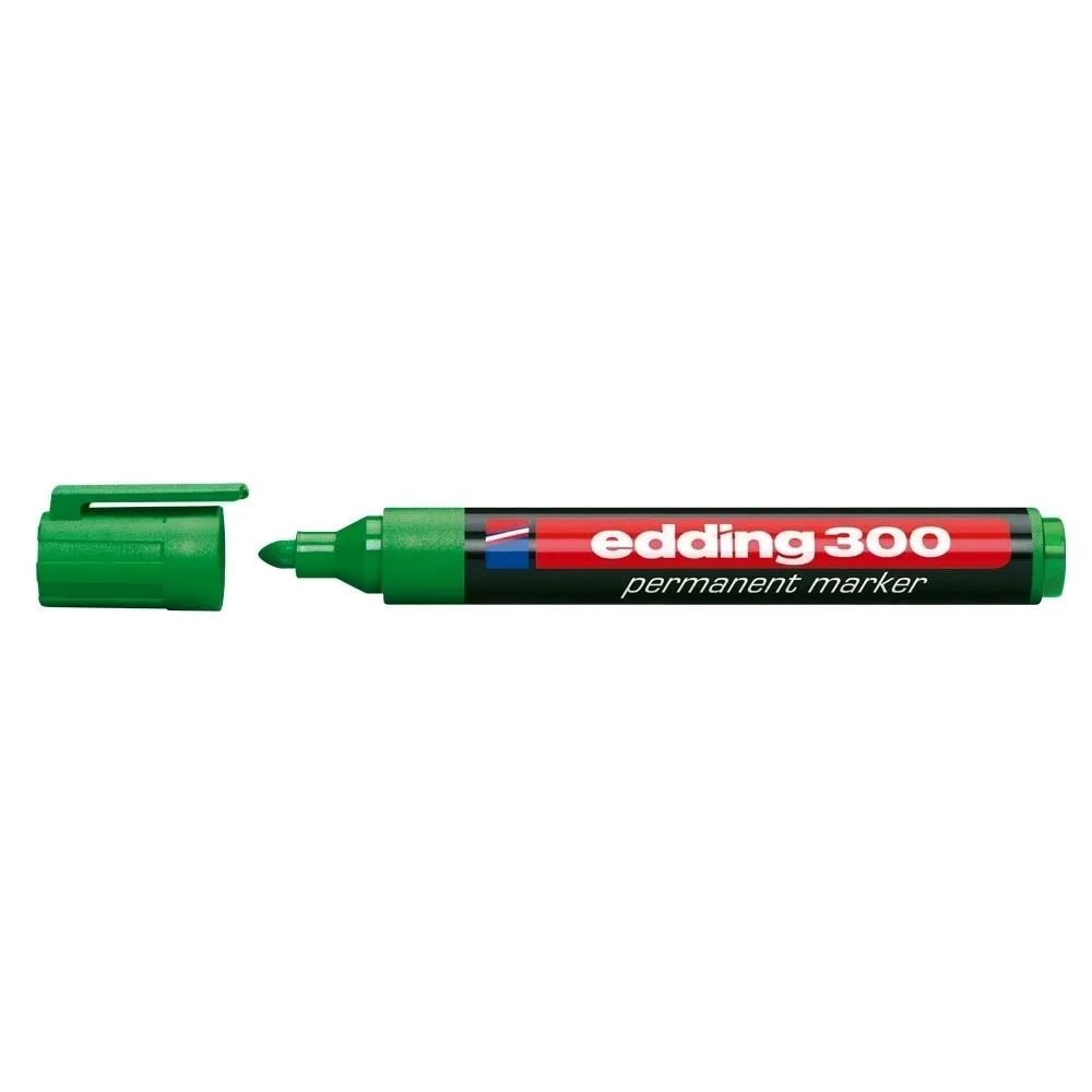 Marker permanent edding 300 corp plastic varf rotund 1.5-3 mm verde Edding - 1