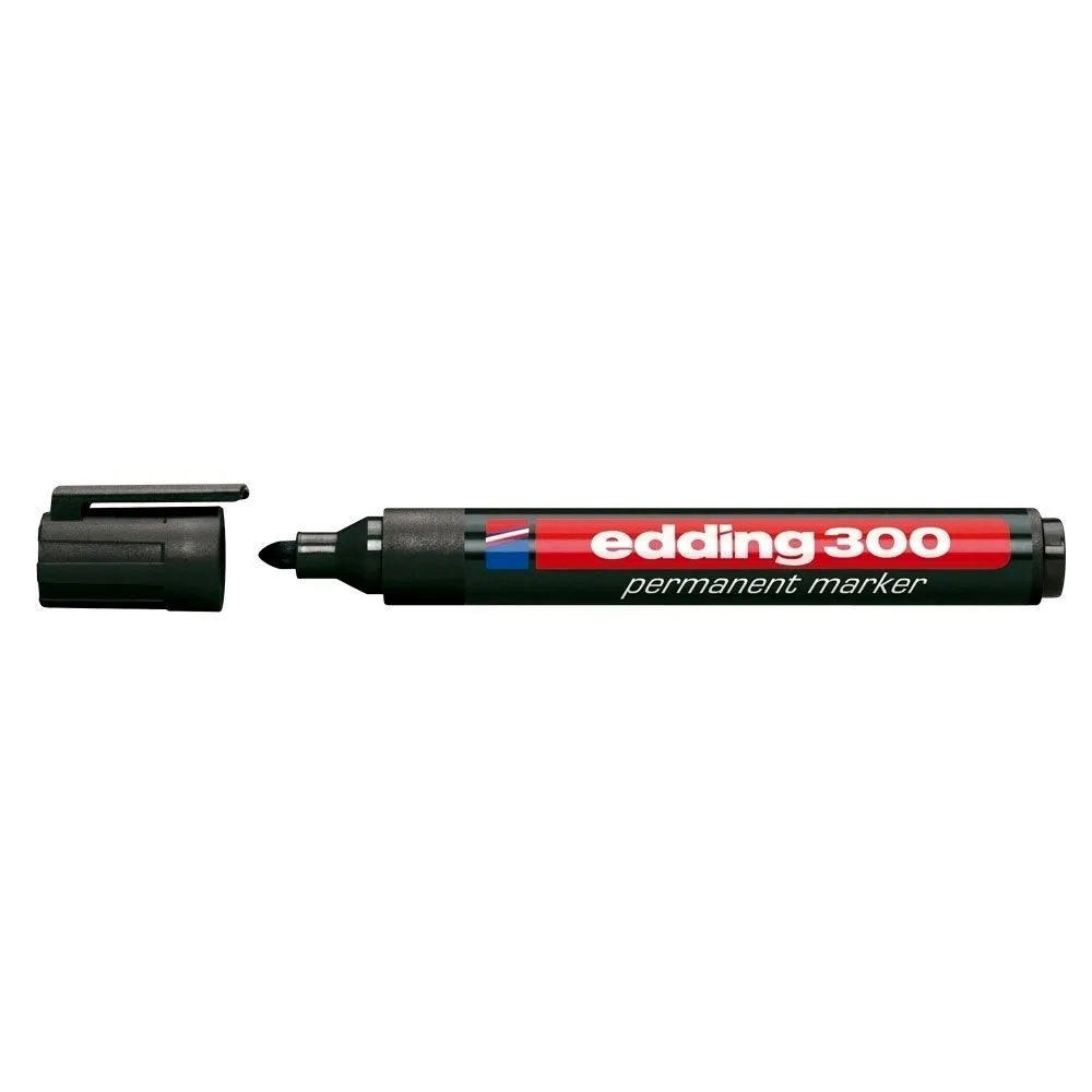 Marker permanent edding 300 corp plastic varf rotund 1.5-3 mm negru Edding - 1
