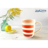 Set 3 x cana ceramica 354 ml lara d8.5*h10.5cm rosu Heinner - 1