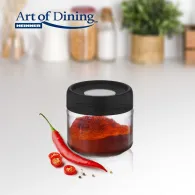 Borcan depozitare sticla  cu capac  300 ml  negru Heinner - 1