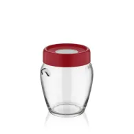 Borcan depozitare sticla  cu capac 580 ml rosu Heinner - 1
