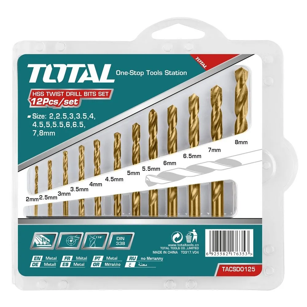 Total - set burghiu pentru metal hss: 12 buc Total - 1