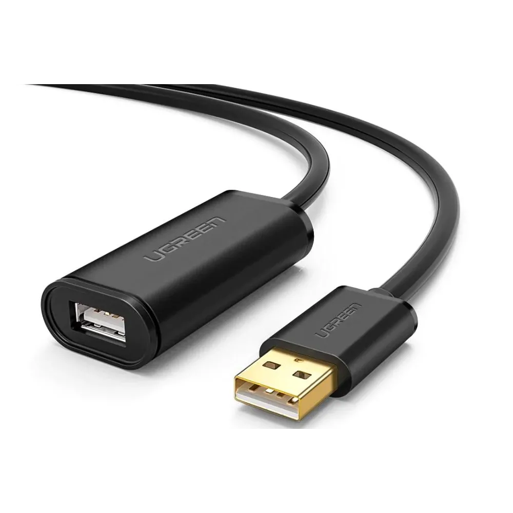 Cablu usb ugreen prelungitor us121 usb 2.0 (t) la usb 2.0 (m) conectori auriti 10m negru 10321 (include tv 0.18lei) - 6957303 Ug