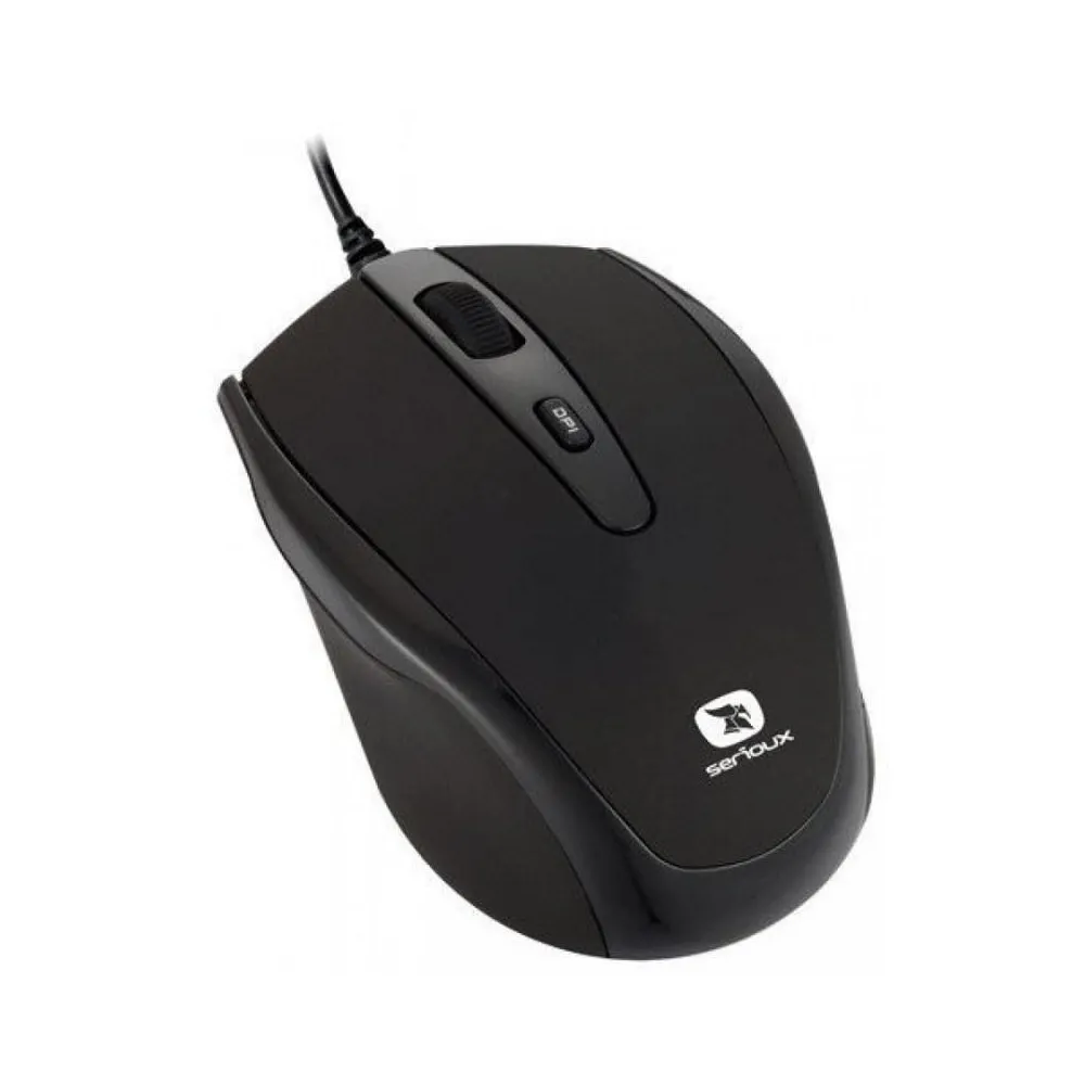 Mouse serioux cu fir optic pastel 3300 1000dpi negru ambidextru Serioux - 1