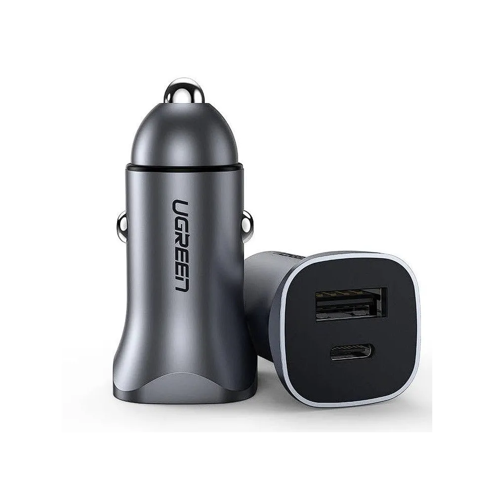 Incarcator auto ugreen cd130 2 x usb output 5v/3a total output 24w pt. bricheta auto corp metal gri 50592 (include tv 0.8lei) Ug