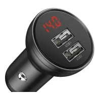 Incarcator auto baseus digital display 2 x usb output 5v/4.8a total output 24w pt. bricheta auto afisaj digital gri ccbx-0g ( Ba