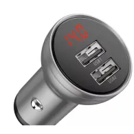 Incarcator auto baseus digital display 2 x usb output 5v/4.8a total output 24w pt. bricheta auto afisaj digital argintiu ccbx Ba