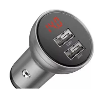 Incarcator auto baseus digital display 2 x usb output 5v/4.8a total output 24w pt. bricheta auto afisaj digital argintiu ccbx Ba