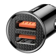 Incarcator auto baseus circular plastic quick charge 30w 2 x usb output 4.5v/5a pt. bricheta auto negru ccall-yd01 (include t Ba