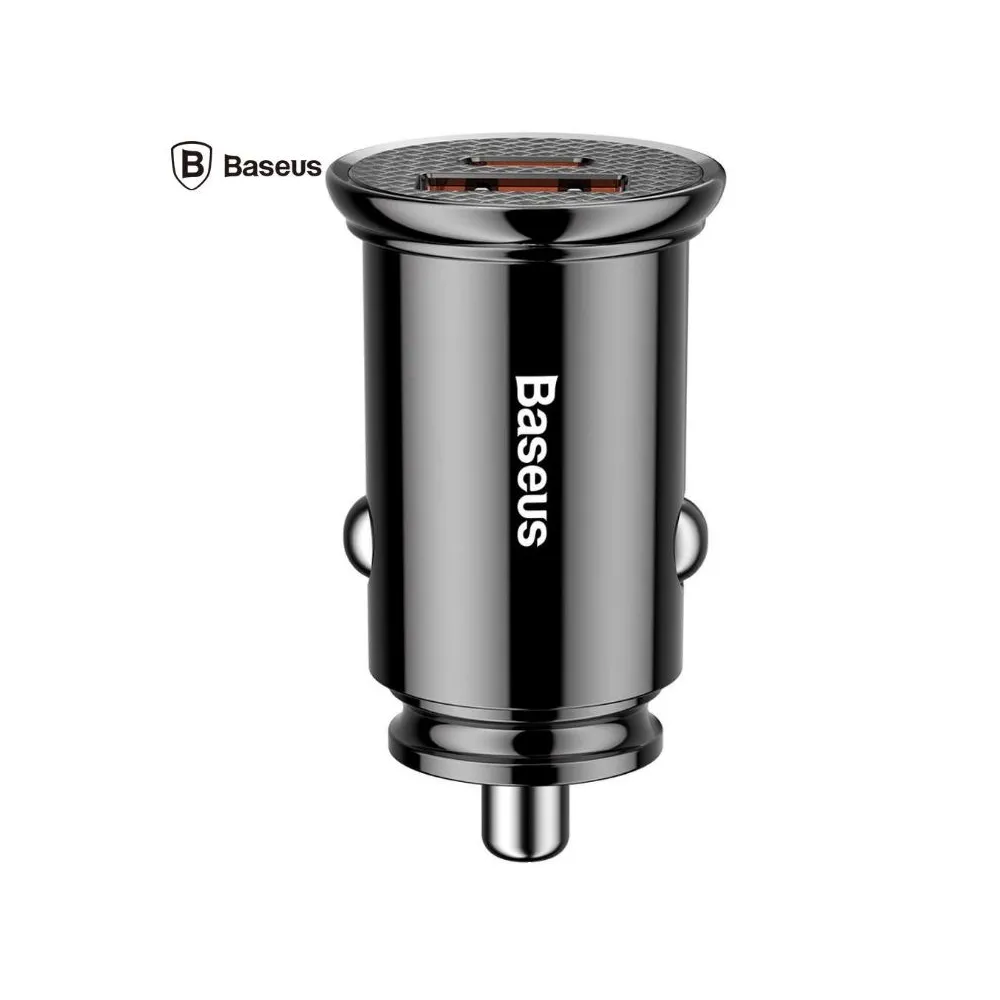 Incarcator auto baseus circular plastic pps 1 x usb output 4.5v/5a 1 x usb type-c output 5v/3a total output 30w pt. bricheta  Ba