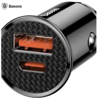 Incarcator auto baseus circular plastic pps 1 x usb output 4.5v/5a 1 x usb type-c output 5v/3a total output 30w pt. bricheta  Ba