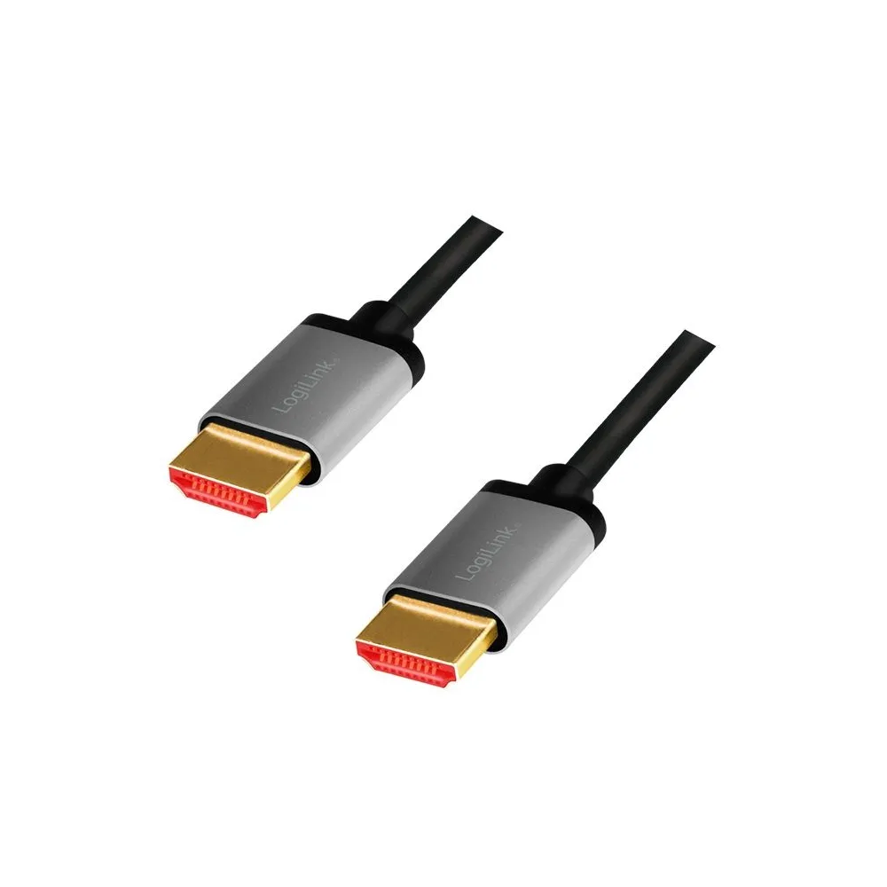 Cablu video logilink hdmi (t) la hdmi (t) 2.1 uhs 2m conectori auriti rezolutie maxima 8k (7680 x 4320) la 60 hz aluminiu neg Lo