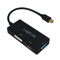 Cablu video logilink splitter mini-displayport (t) la hdmi (m) + dvi-i dl (m) + vga (m) 10cm rezolutie maxima 4k uhd (3840 x  Lo
