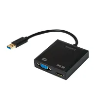 Cablu video logilink splitter usb 3.0 (t) la hdmi (m) + vga (m) 10cm rezolutie maxima full hd (1920 x 1080) la 60 hz negru ua Lo