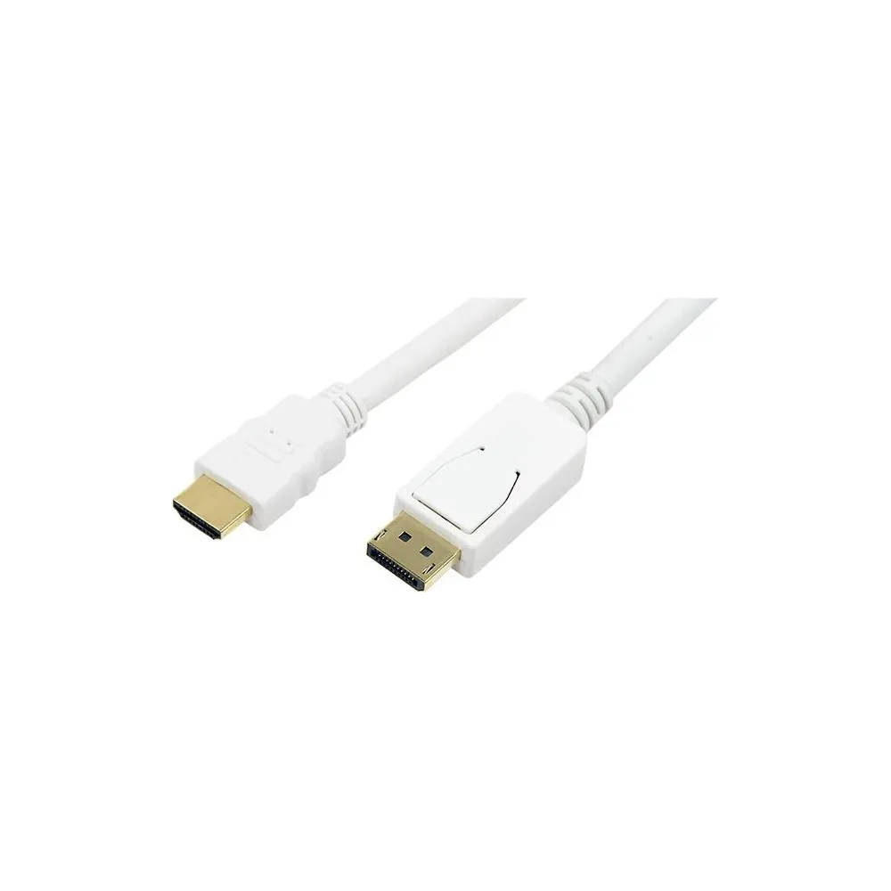 Cablu video logilink adaptor displayport (t) la hdmi (t) 2m conectori auriti full hd (1920 x 1080) la 60 hz alb cv0055 (inclu Lo
