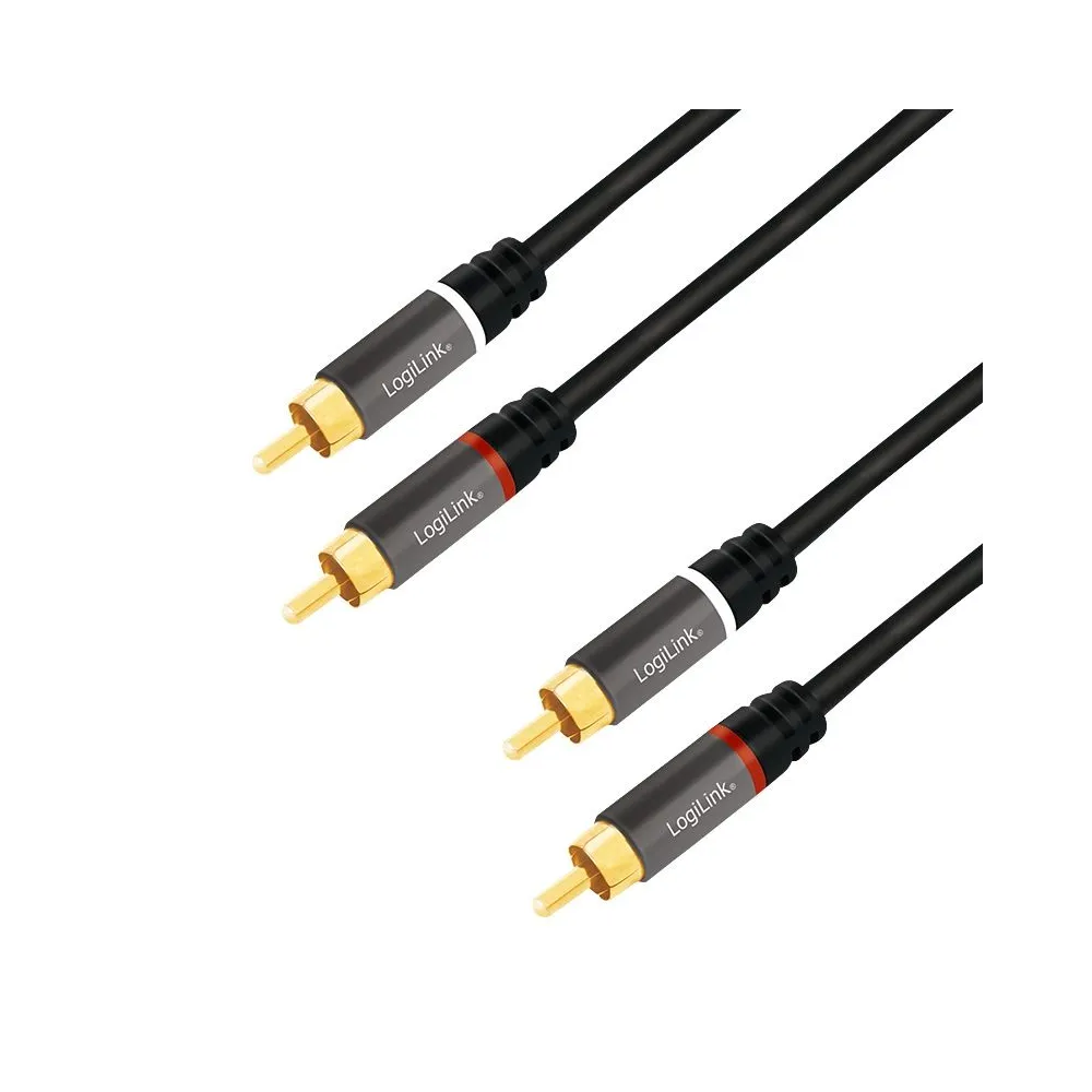 Cablu audio logilink stereo (rca t/t) 1.5m conectori auriti negru ca1203 (include tv 0.18lei) Logilink - 1