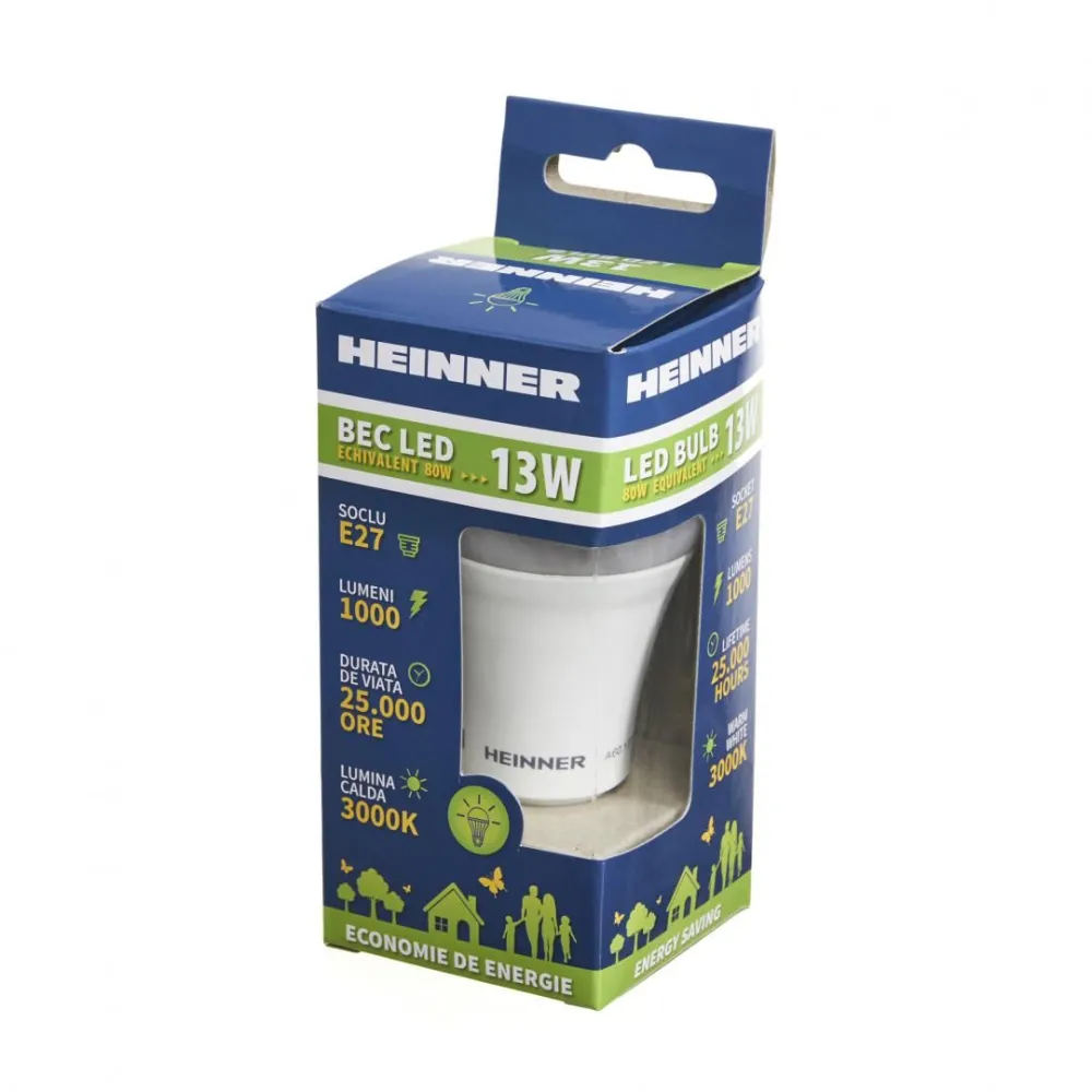 Bec led heinner e27 13w - echivalent 80w lumina calda Heinner - 1