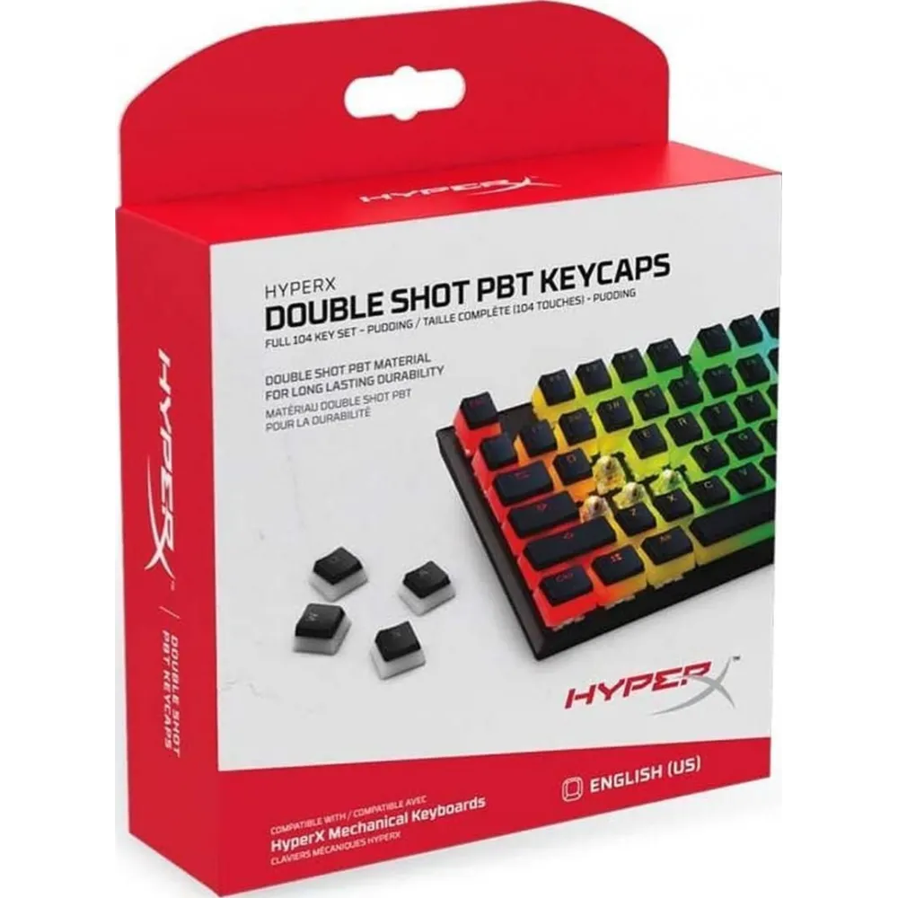 Gaming keycaps full set hyperx pudding us layout black pbt Kingston - 1