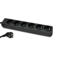 Prelungitor negru 6 posturi 3m (3x1.0mm) Kemot - 1