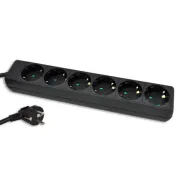 Prelungitor negru 6 posturi 1.5m (3x1.0mm) Kemot - 1