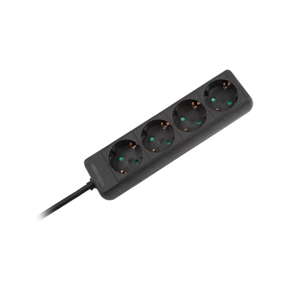 Prelungitor 4 posturi 1.5m (3x1.0mm) negru Kemot - 1