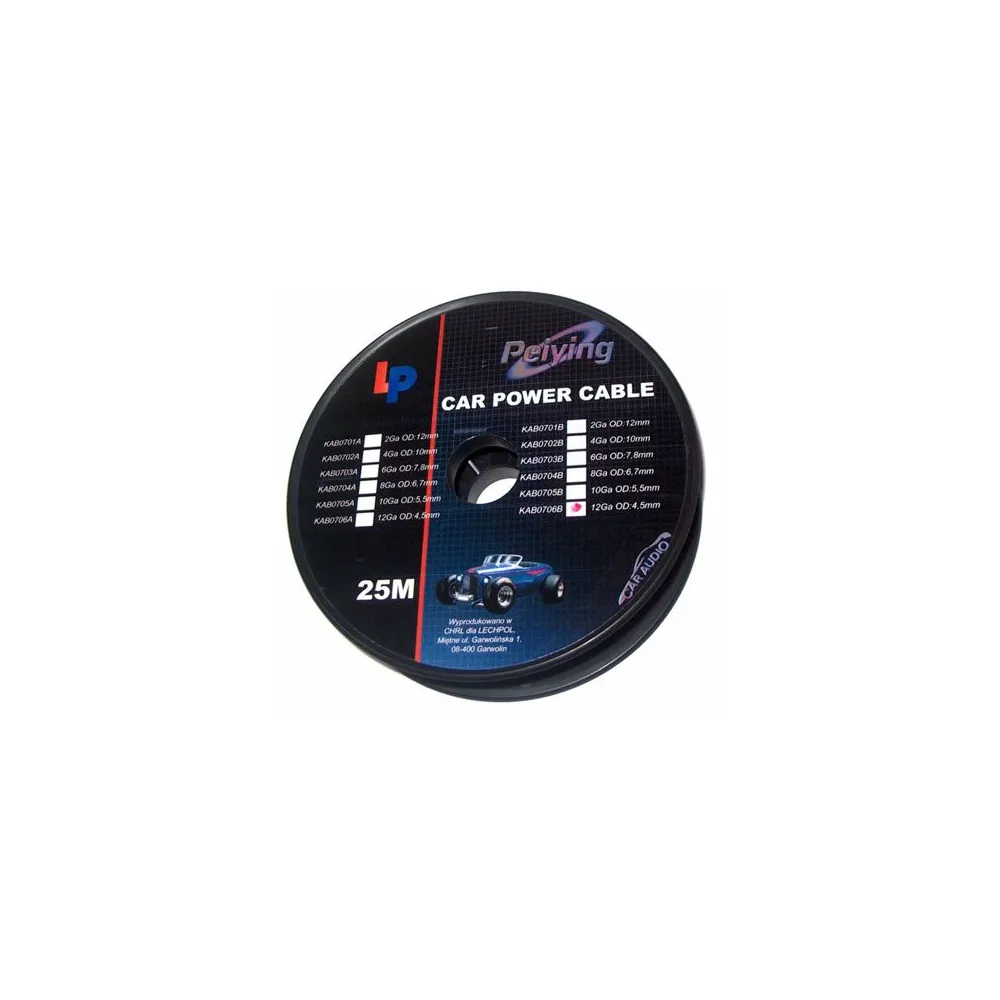 Cablu putere cu 10ga (5.5mm/5.22mm2) 25m rosu Peiying - 1