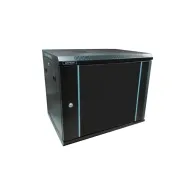 Rack 9u 600x450 montare pe perete usa din sticla panouri laterale detasabile si securizate  dezasamblat culoare negru ral 900 Da