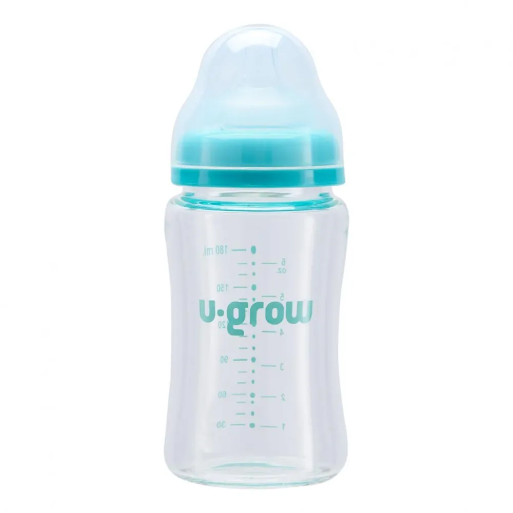 Biberon de sticla180 ml+2 tetine extra U-grow - 1