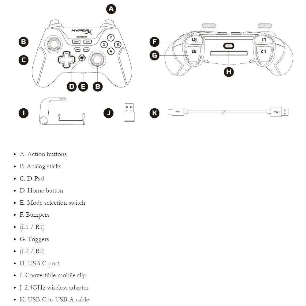 Hyperx clutch - wireless gaming controller - mobile pc controller Hp - 1