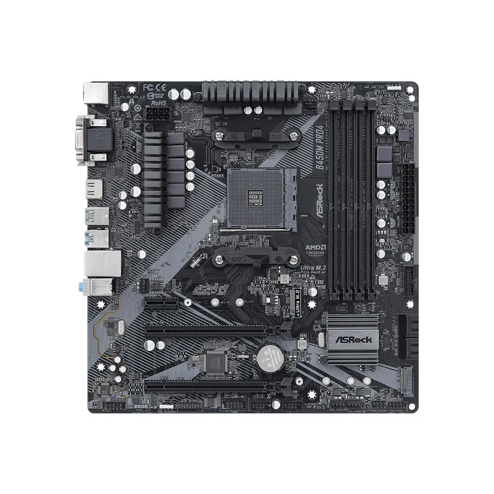 ASRock B450M Pro4 R2.0 - motherboard - micro ATX - Socket AM4 - AMD B450 Asrock - 1