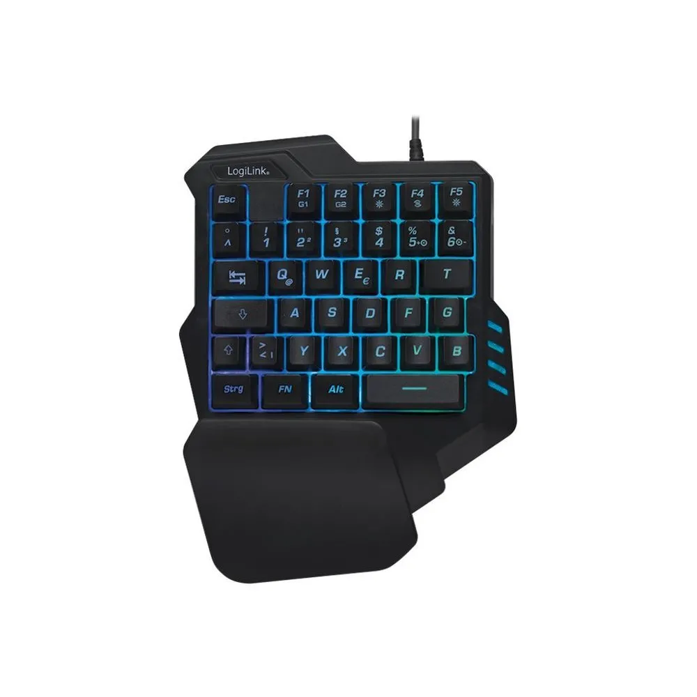 LogiLink RGB One Hand Gaming Keyboard - Black Logilink - 1