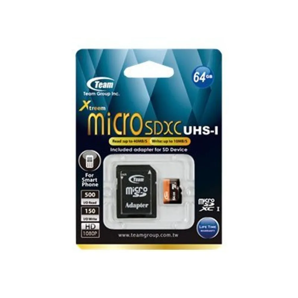 Team - flash memory card - 64 GB - microSDXC UHS-I Team group - 1