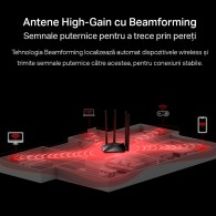 Router mercusys wireless 1200mbps 2 porturi lan gigabit 1 port wan gigabit dual band ac1200 4 x antena externa mr30g (include ti