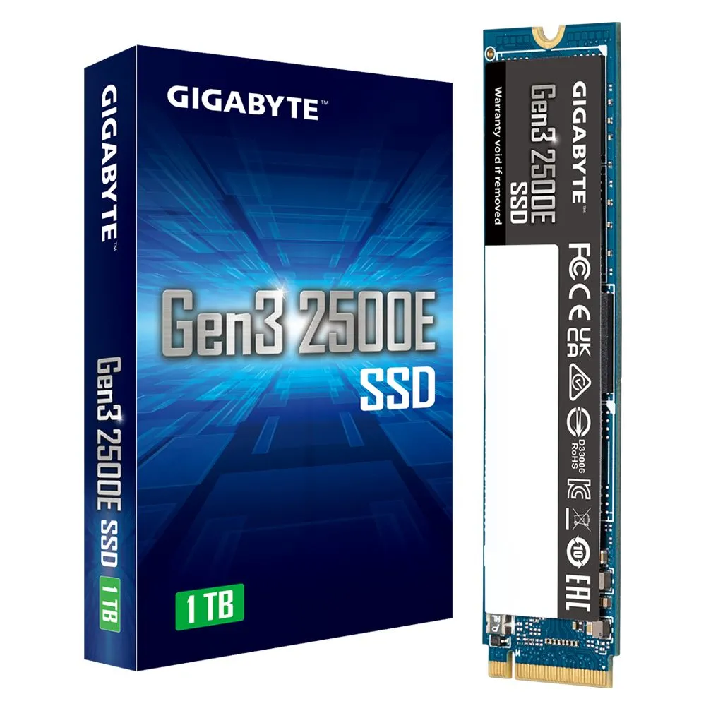 Gigabyte Gen3 2500E SSD 1TB M.2 1000 Giga Bites PCI Express 3.0 3D NAND NVMe Gigabyte - 1