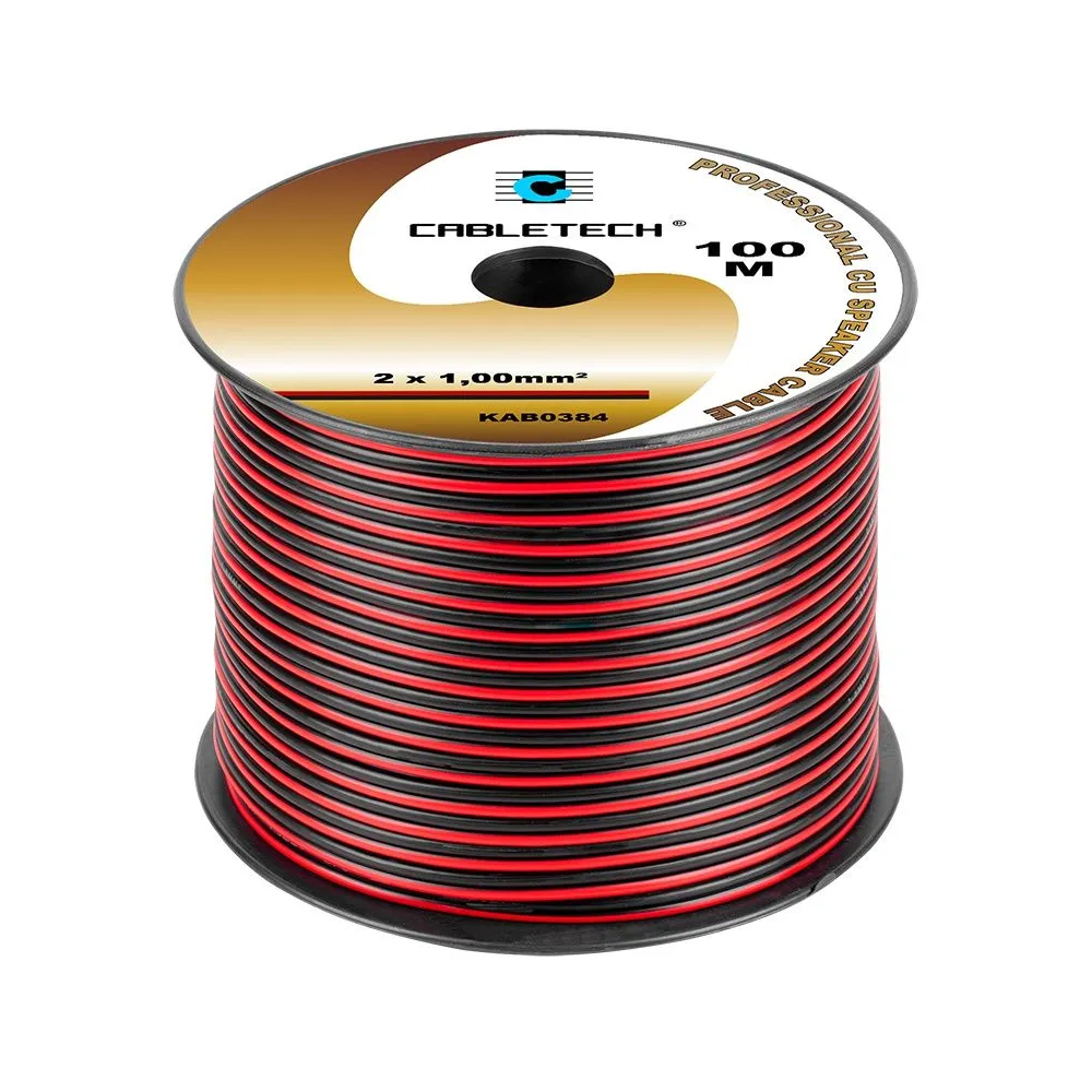 Cablu difuzor cupru 2x1.00mm rosu/negru 100m Cabletech - 1
