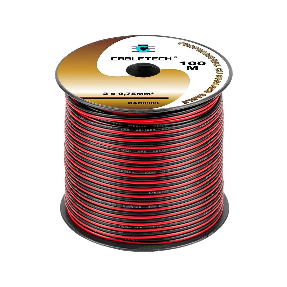 Cablu difuzor cupru 2x0.75mm rosu/negru 100m Cabletech - 1