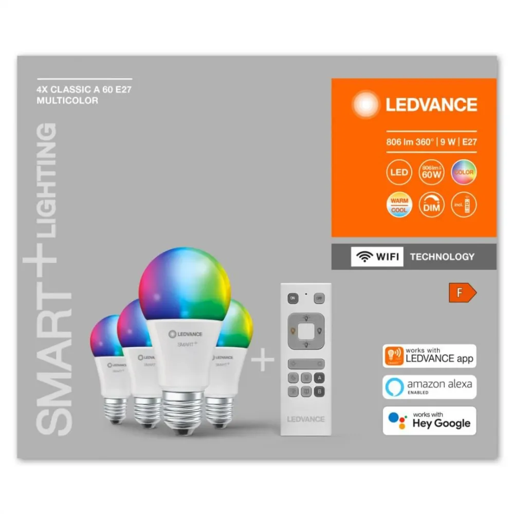 Pachet 4 becuri led rgb inteligente ledvance smart+ wifi classic Osram - 1