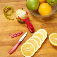 Set cutit  8 cm cu teaca si curatator legume  lama