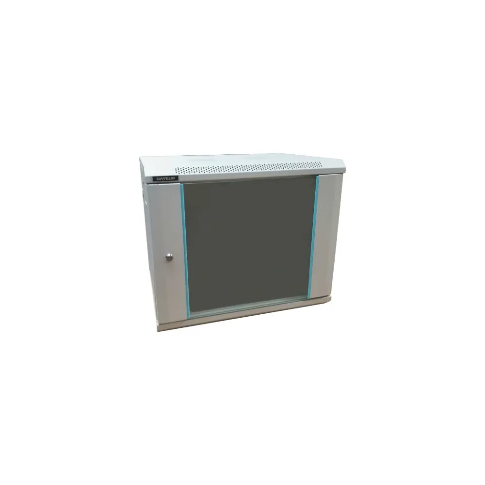 Rack de perete Dateup, 9U, 600 x 450, usa sticla, gri