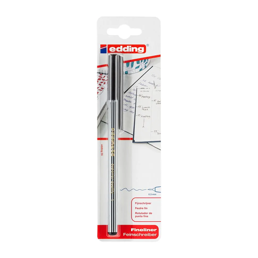 Fineliner edding 55 corp rotund varf 0.3 mm negru blister