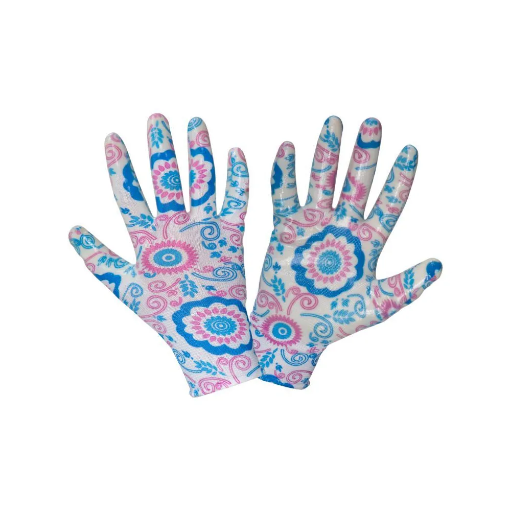 Manusa nitril cu model floral albastru - 8