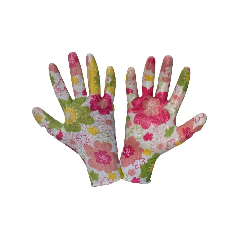 Manusa nitril cu model floral roz - 8